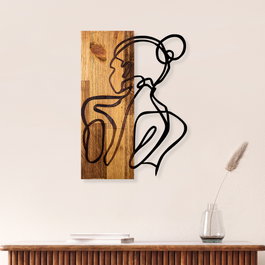 Wallity Woman Body Escultura de pared en Negro y Nogal Claro